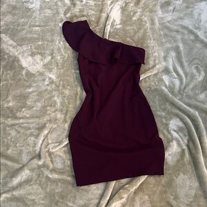 Calvin Klein One Shoulder Ruffle Dress